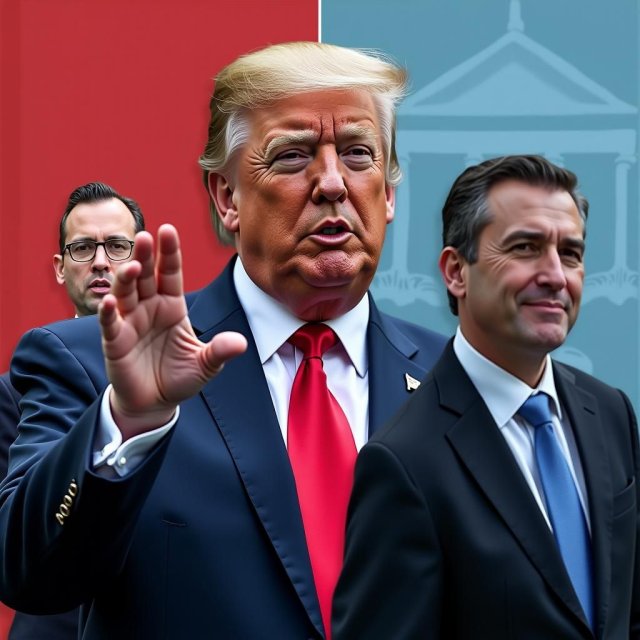 La sede de la FCC con Brendan Carr y Donald Trump en imágenes cercanas.