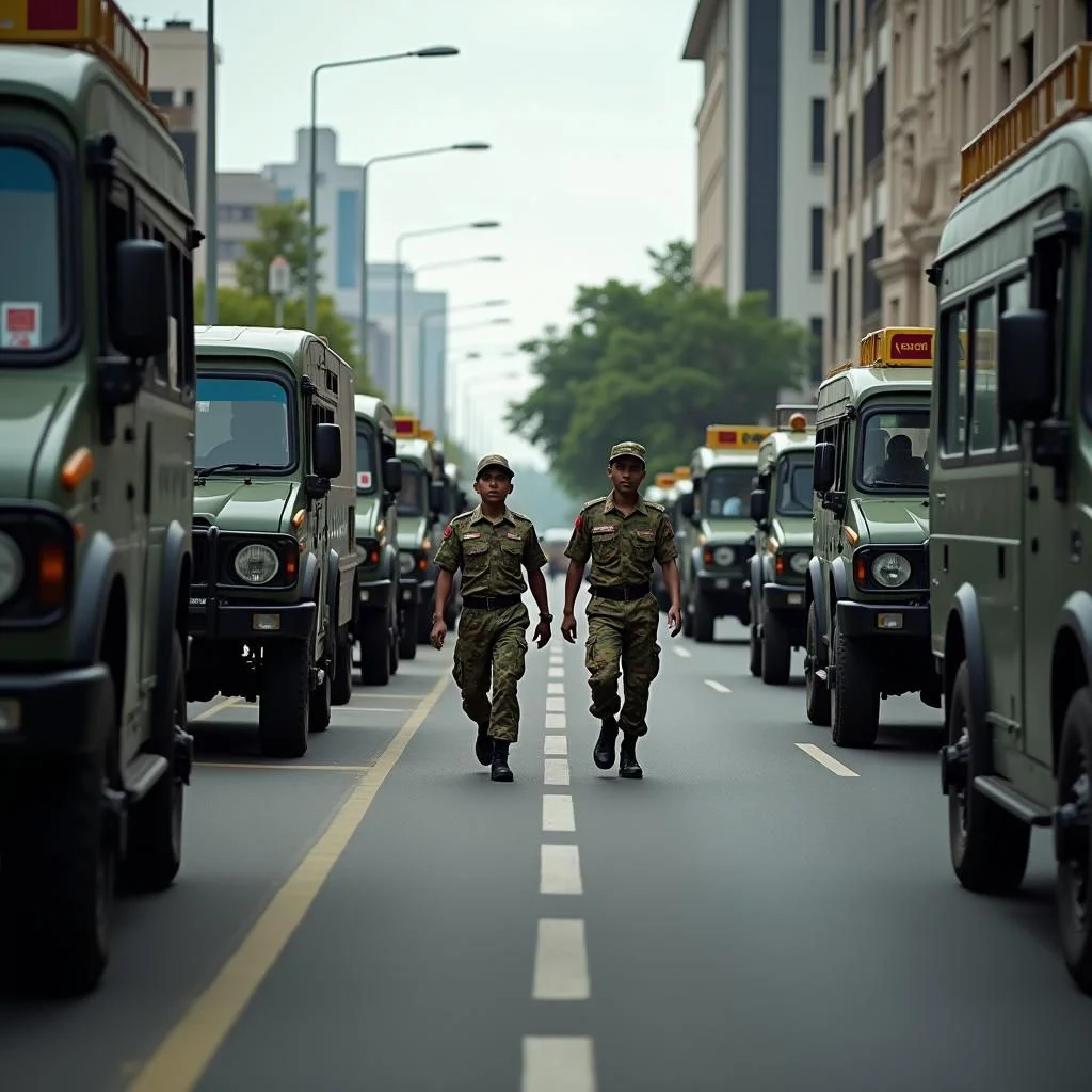 Veicoli e personale militare in aree urbane con nuove leggi.