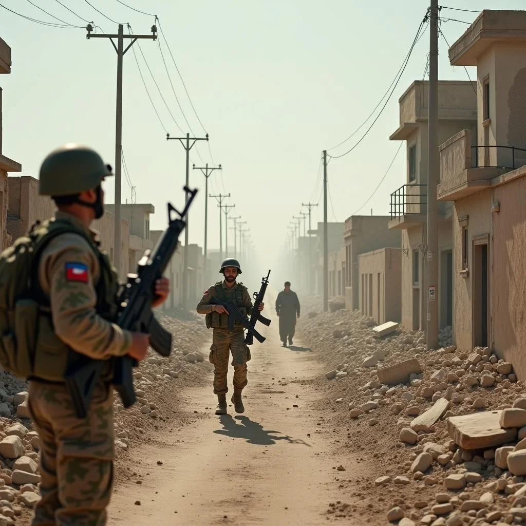 Des soldats israéliens entourent des bâtiments démolis dans des villes de Cisjordanie.