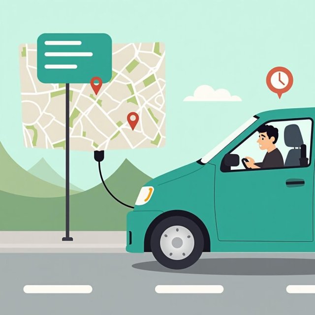 Un mapa con puntos de datos faltantes y un conductor frustrado.