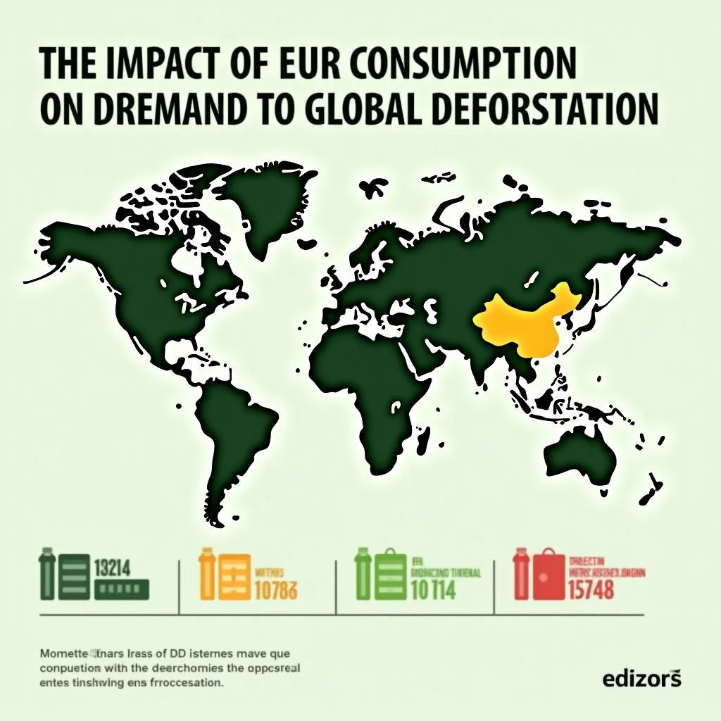 Les zones chaudes mondiales de déforestation et la demande de l'UE contribuant 15% cartographiées.