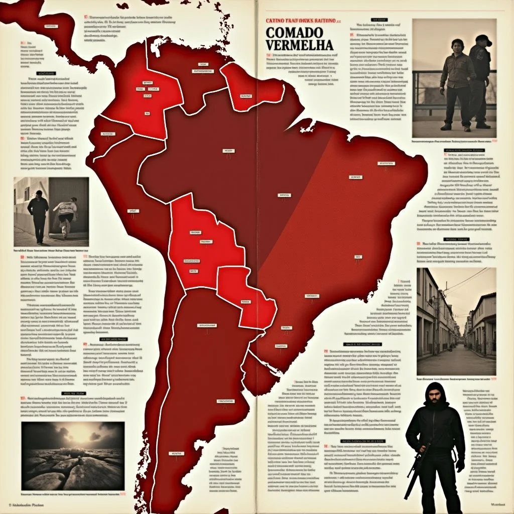 Cartes et images des territoires du Comando Vermelho et du PCC au Brésil.