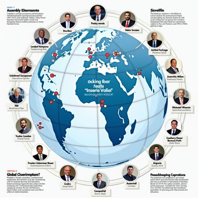 Un globo con misiones de mantenimiento de la paz de las Naciones Unidas destacadas y operaciones en declive.