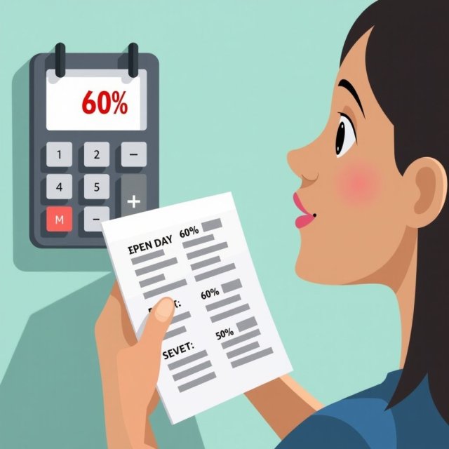 Un calculadora muestra cálculos de ayuda cerca de un marcador de semestre del 60%.