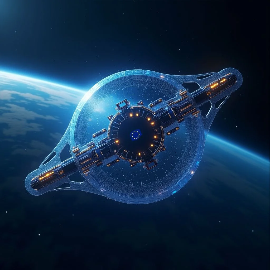 Desarrollo de la infraestructura del Escudo Espacial Europeo y la imagen de satélite.