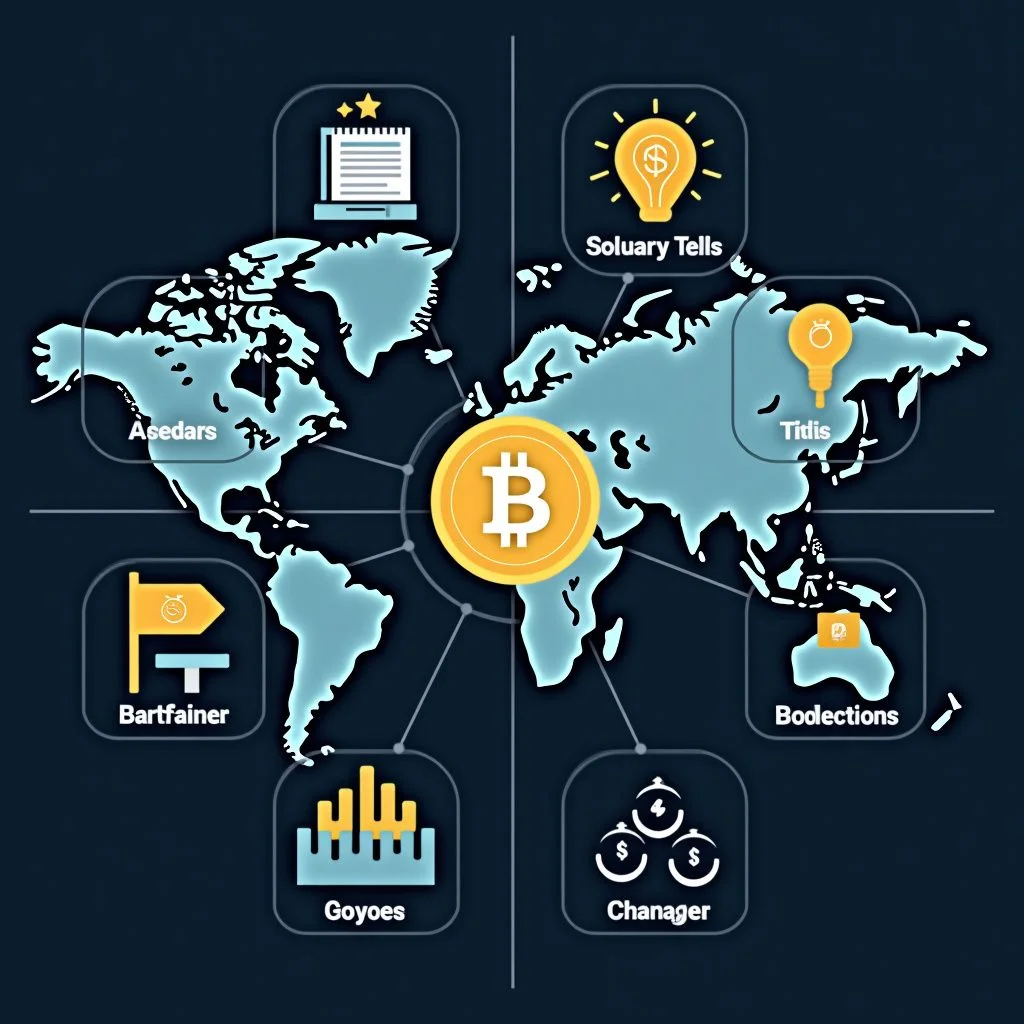 Les icônes dépeignent les risques systémiques et les défis réglementaires des stablecoins.