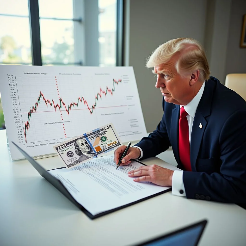 Graphique de la fluctuation du taux de change du dollar avec la signature de Trump.