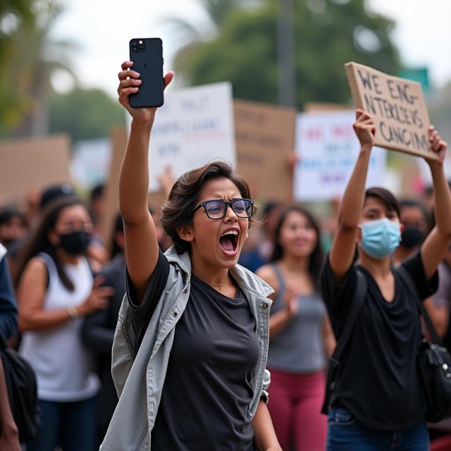 Los jóvenes manifestantes en todo el mundo sostienen carteles y utilizan las redes sociales.