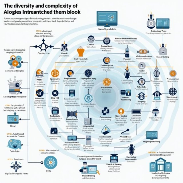 Un mapa de jerarquía que muestra dominios de inteligencia artificial y diversas aplicaciones.