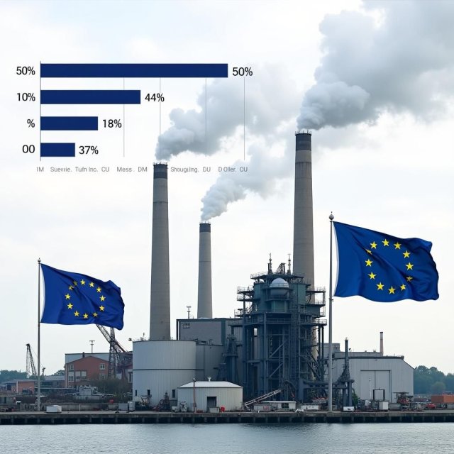 Un gráfico muestra el aumento de la tarifa de acero de la UE y la reducción de la cuota.