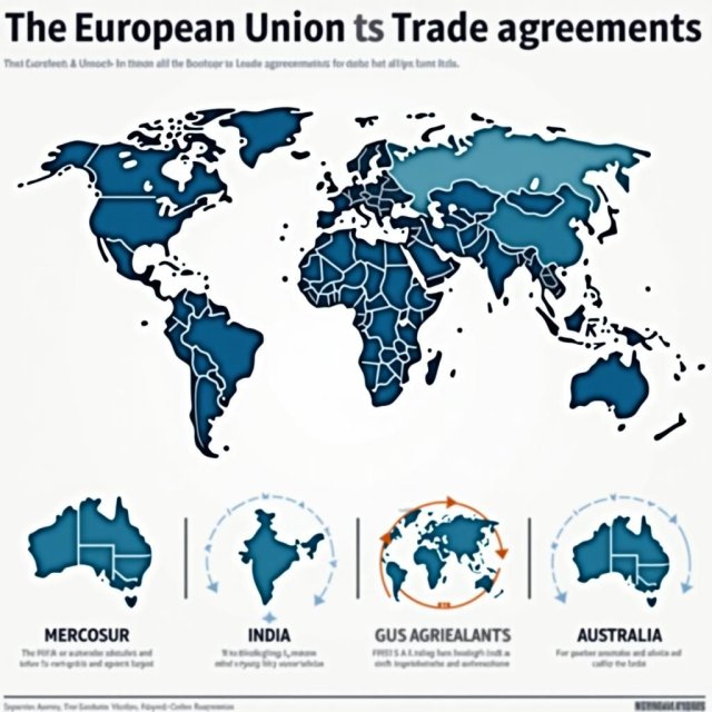 Los mapas y los diagramas ilustran las negociaciones del acuerdo comercial de la UE a nivel global.