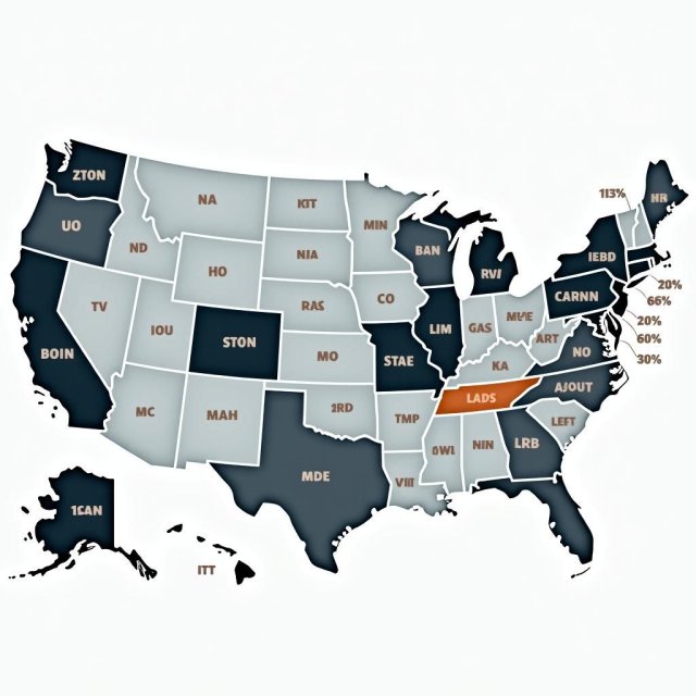 Mapa de estados de EE.UU. con datos de devolución de inflación y capital.