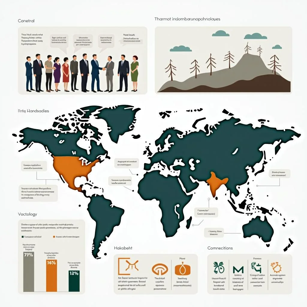 Dirigeants divers se serrant la main, réseau mondial et charte du défi climatique.