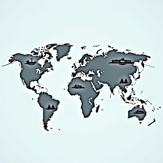 Un mapa del mundo destaca las variaciones regionales en la venta de equipo militar a nivel global.