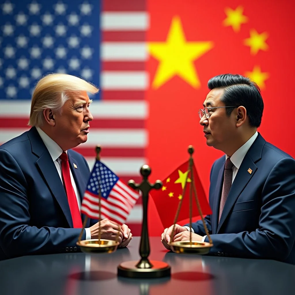 Las banderas de EE. UU. y China equilibradas en la reunión de la cumbre de ASEAN.