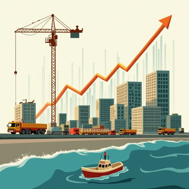 Los sitios de construcción y los proyectos de infraestructura impulsan el crecimiento económico.