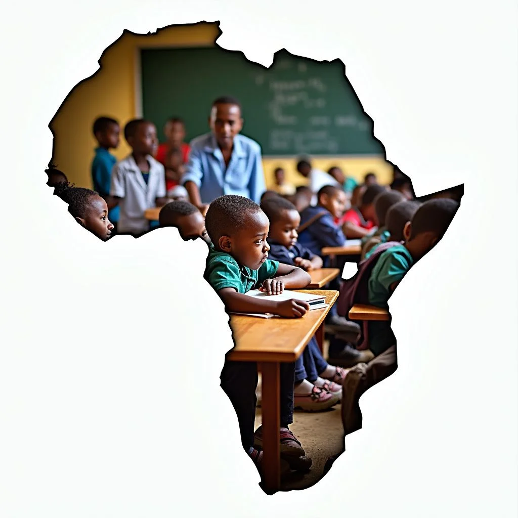 Les salles de classe, les enseignants et les élèves en Afrique avec des disparités éducatives.