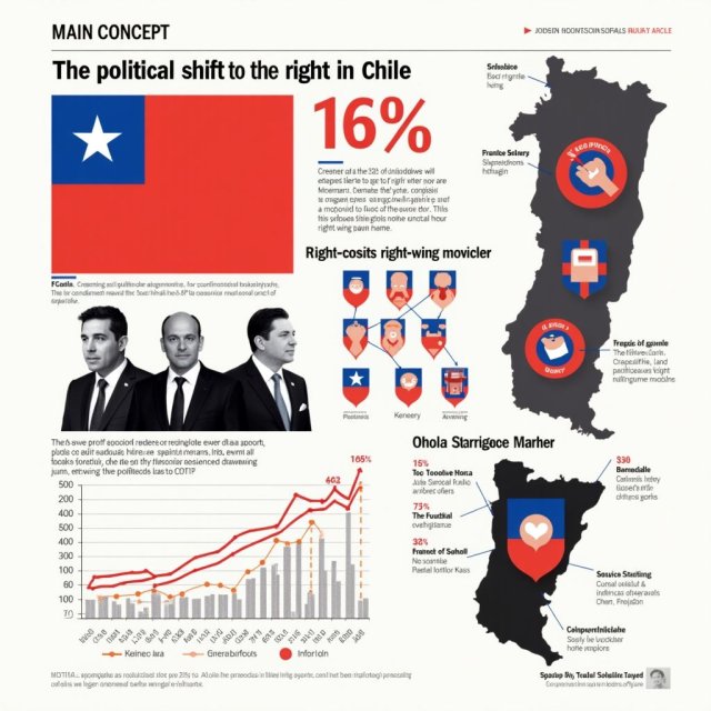 La gráfica muestra el desplazamiento hacia la derecha de Chile con el creciente apoyo a Kast.