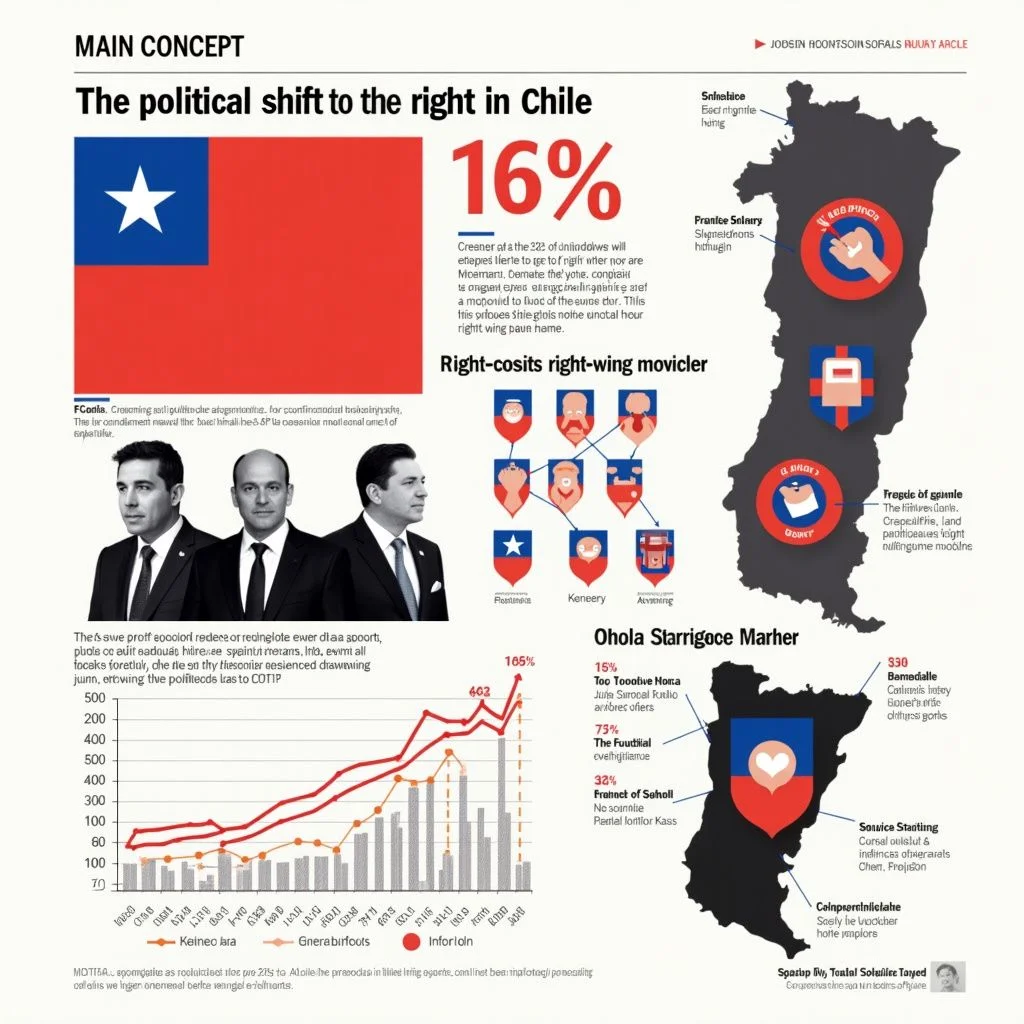 Le graphique montre le déplacement à droite du Chili avec la croissance du soutien à Kast.