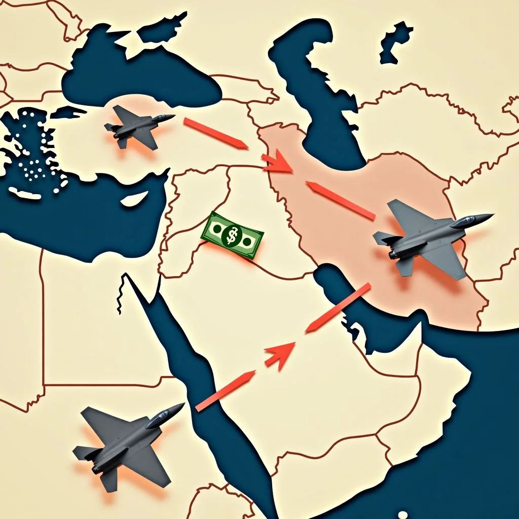 Une carte du Moyen-Orient avec des allégeances américaines changeantes.