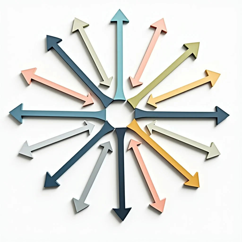Un réseau d'arrows interconnectés représentant les voies d'influence éducative.