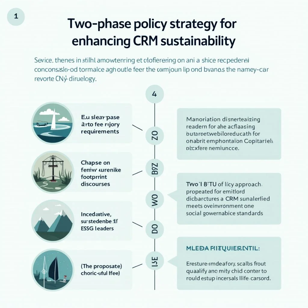 A timeline illustrating two-phase CRM sustainability policy strategy.
