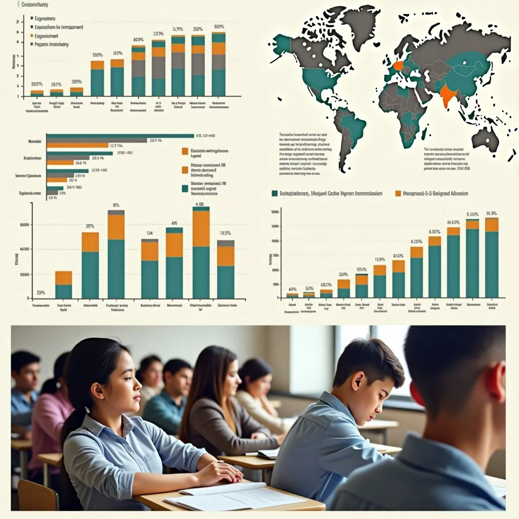 Comparaison graphique des niveaux d'éducation et des taux d'emploi des groupes immigrés.