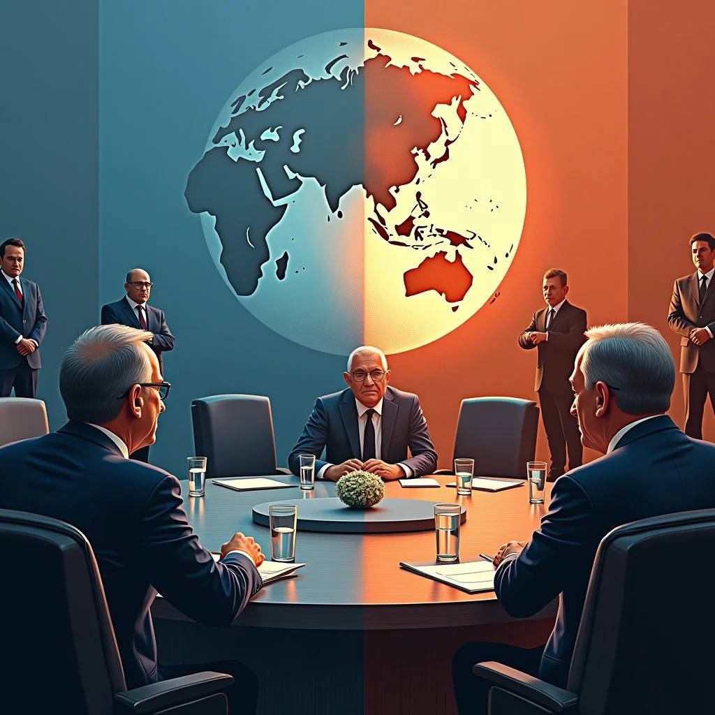 Réunions du Conseil de sécurité des Nations unies et négociations diplomatiques en session.