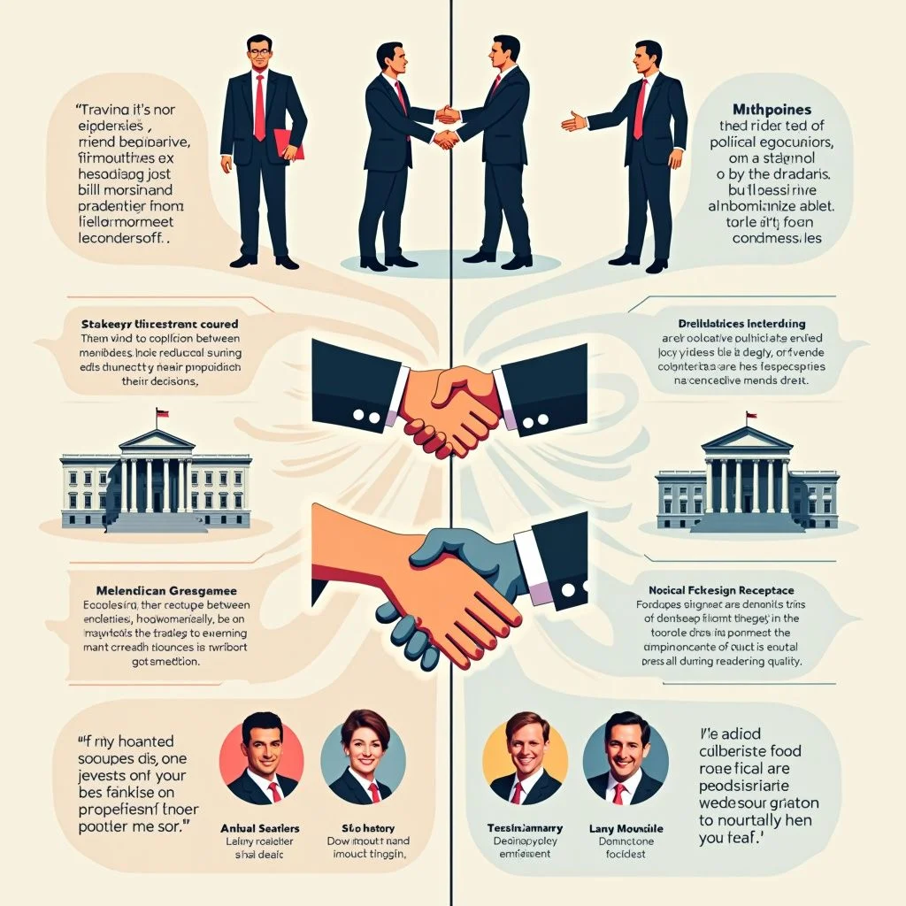 Les politiciens s'engagent dans le compromis et l'empathie par des poignées de main et des diagrammes.
