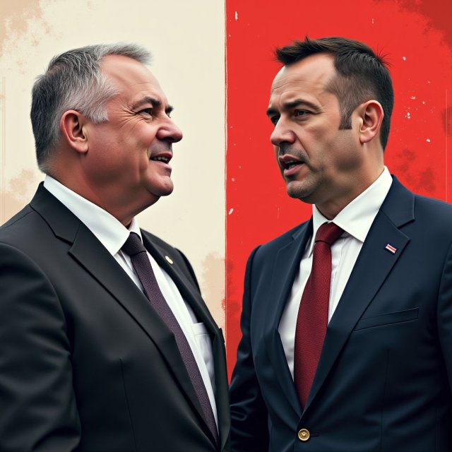 Los políticos Milorad Dodik y Sinisa Karan en las elecciones de Republika Srpska