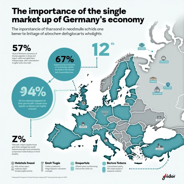 Gráficos e imágenes que ilustran la dependencia del mercado único de Alemania.