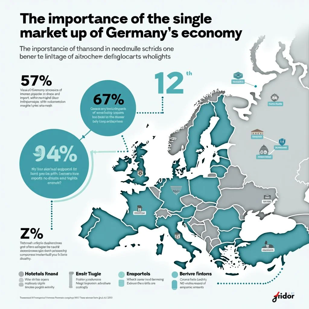 Gráficos e imágenes que ilustran la dependencia del mercado único de Alemania.