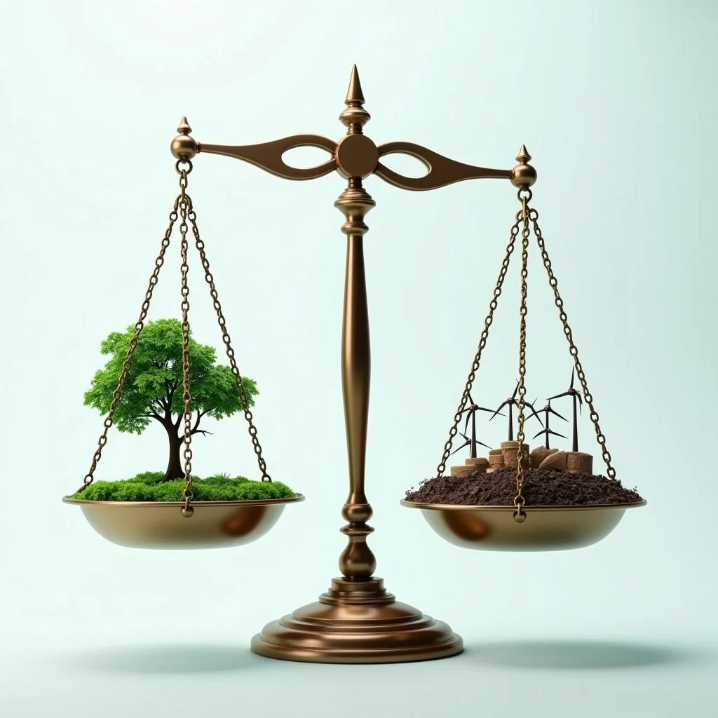 Une balance avec des côtés de mitigation et d'adaptation.