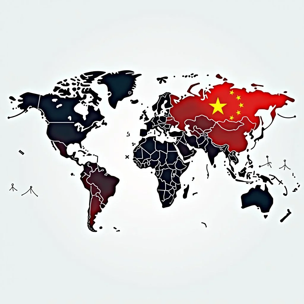 Mapas de EE.UU. y China con iconos de acuerdo de cooperación.