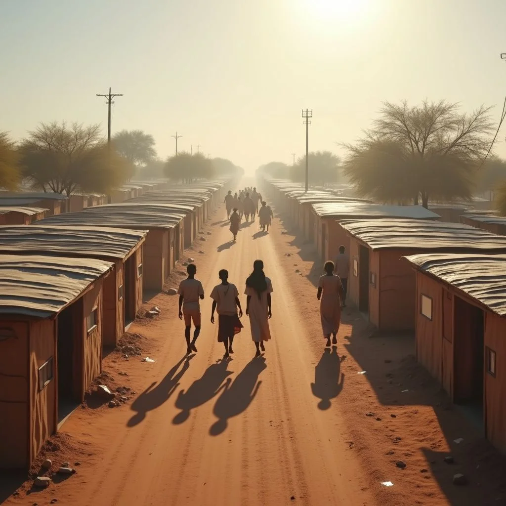 Personas desplazadas en campos de refugiados sobrepoblados y calles vacías.