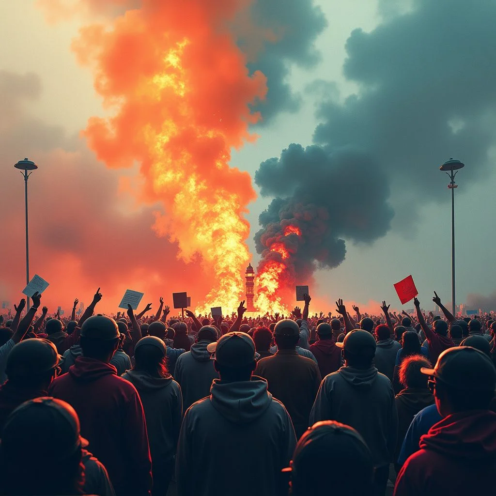 Les manifestants se heurtent à la police au milieu de plans organisationnels et de documents.