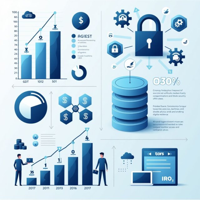 Gráficos y diagramas que ilustran la inversión en ciberseguridad y la protección de datos.