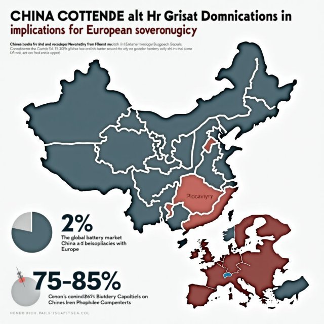 Un mapa y gráfico que ilustran la dominancia de la cadena de suministro de baterías de China.