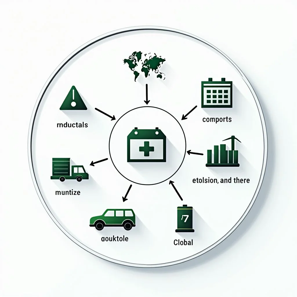 Schéma de flux illustrant le contrôle de la Chine sur la chaîne d'approvisionnement mondiale de batteries.