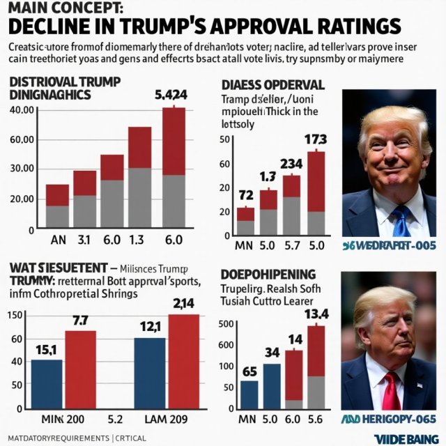 Disminución en las tasas de aprobación de Trump mostradas en diversas demografías.