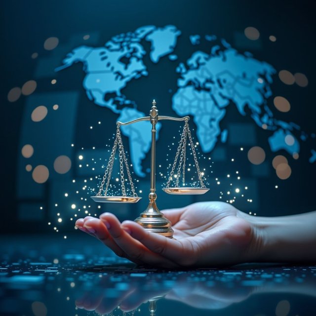 Un mercado digital con plataformas y documentos regulatorios.