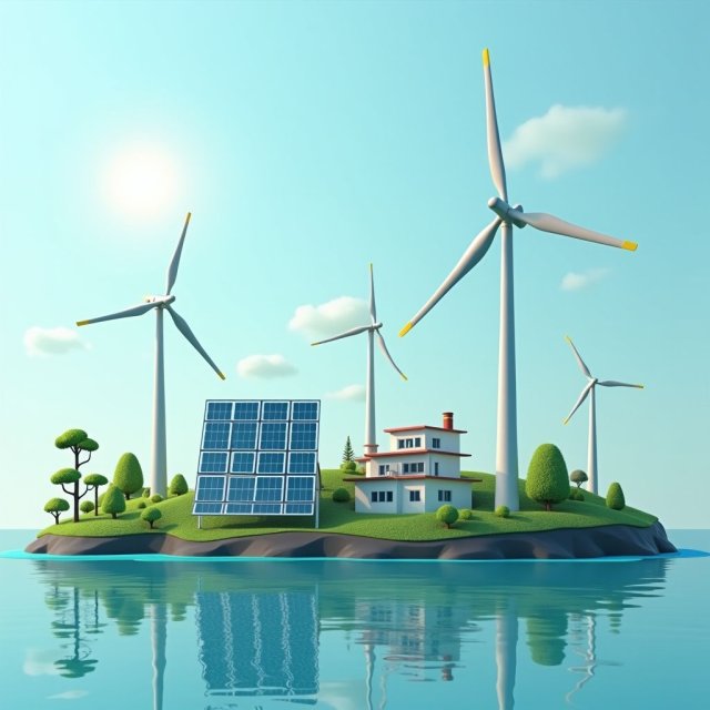Infraestructura de energía renovable, incluyendo instalaciones solares y eólicas.