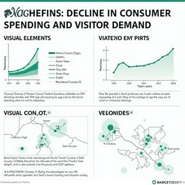Los gráficos y mapas muestran tendencias declinantes en la inversión de los consumidores y visitantes.