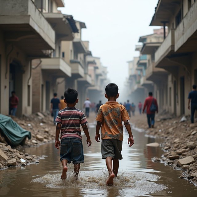 Edificios destruidos y campos de refugiados inundados en la crisis de Gaza.