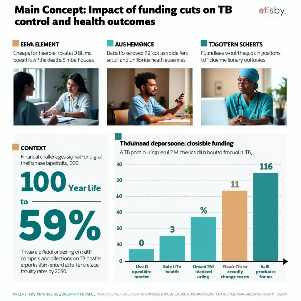 Infographiques illustrant les cas de tuberculose en augmentation et les difficultés des travailleurs de la santé.