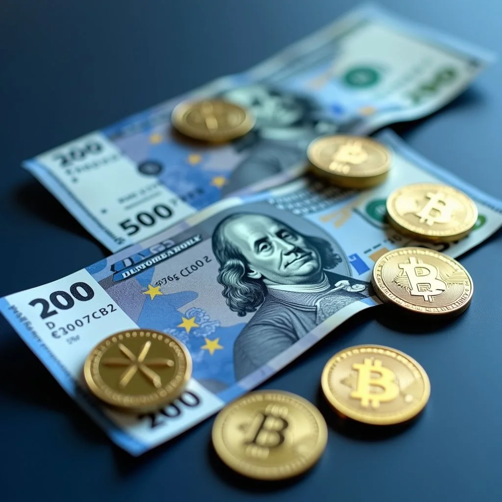 Les billets de dollars, les stablecoins et les devises de l'UE dans les graphiques de croissance du marché.