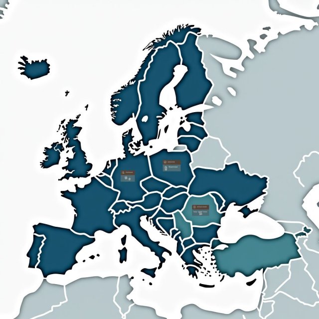 Mapa de Europa destacando gastos de defensa y asignaciones de financiación de la UE.