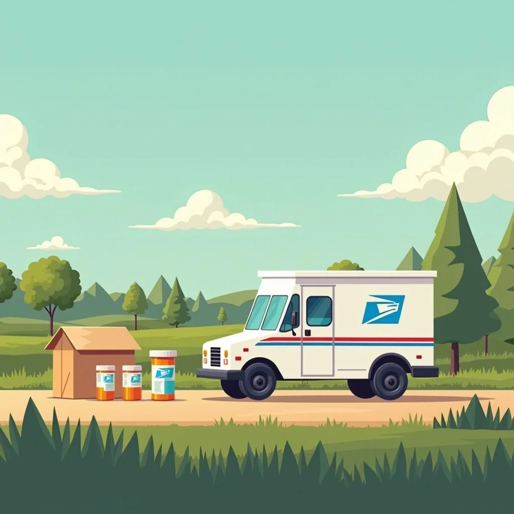 Les camions de la poste distribuent des médicaments dans les paysages ruraux avec des notifications retardées.