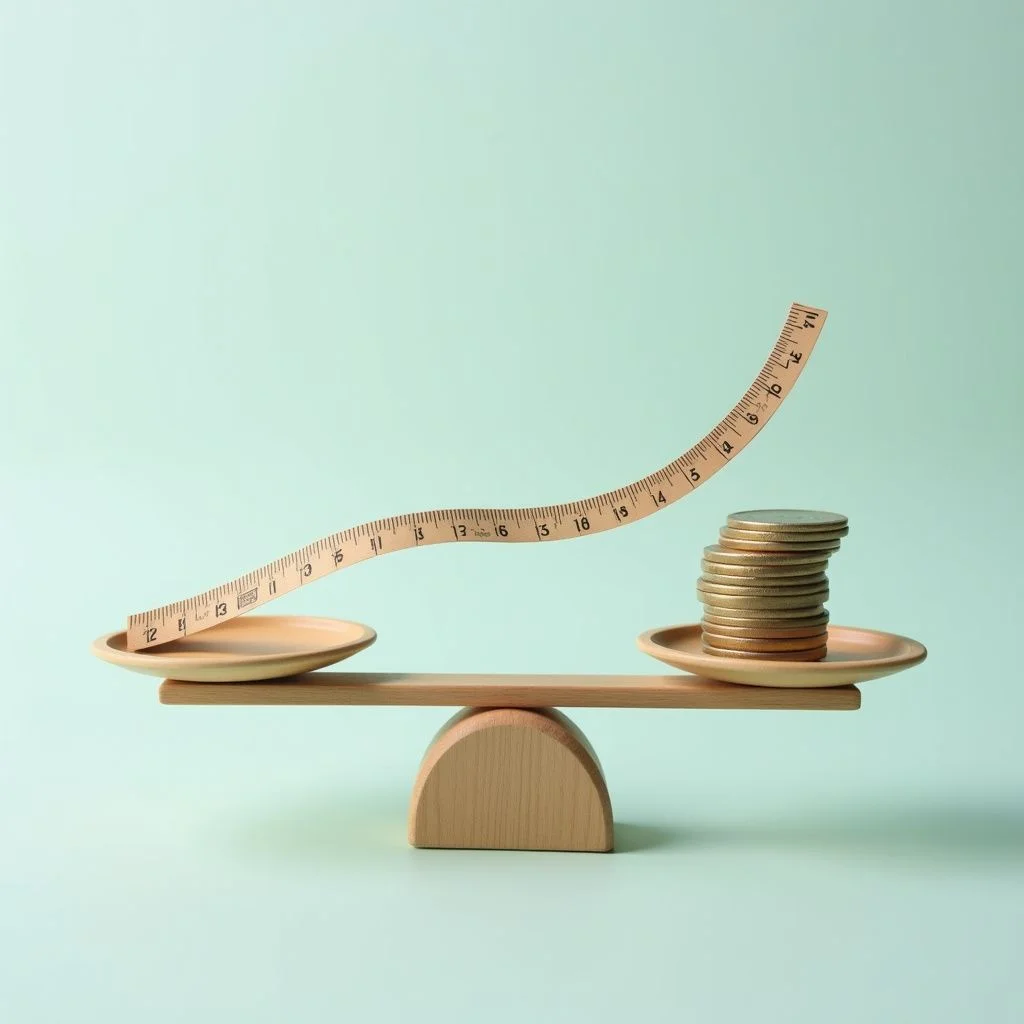 Un règle flexible plie sur une balance.