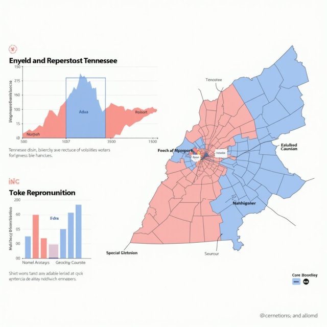 El gráfico muestra un aumento en el apoyo demócrata en áreas rurales y Tennessee.